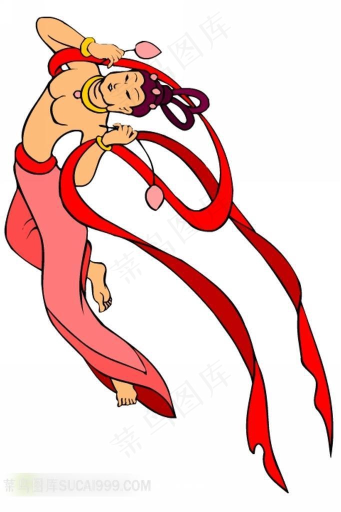 莫高窟飞天插画素材