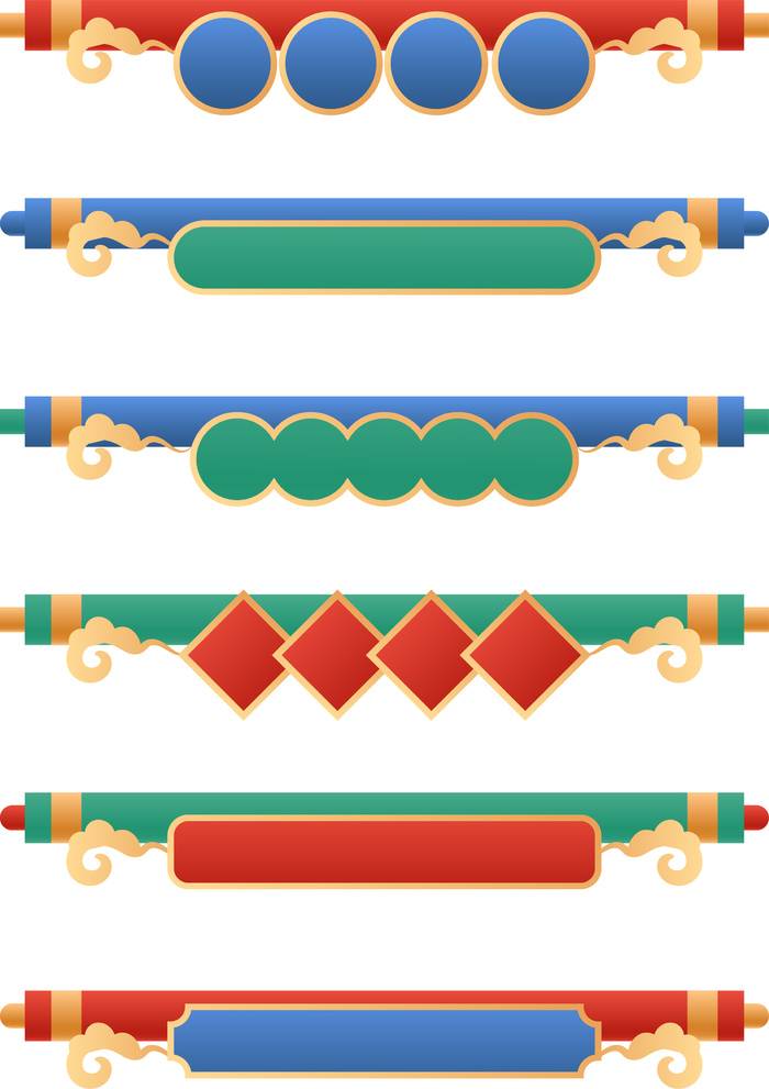 中国风中式古风国潮按钮装饰促销边框标题框对话框PSDAI设计素材