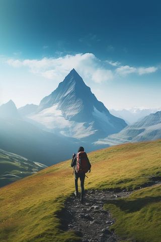 登山阳光冲劲背景