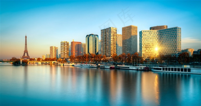 水上城市建筑风景画