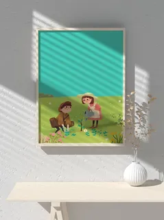 绿色创意公益植树节卡通312保护环境宣传插画