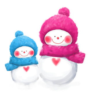 两个雪人蓝帽