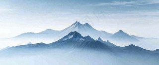 雪山山脉云层云端意境冰山，自然风景冬天蓝天白云摄影图