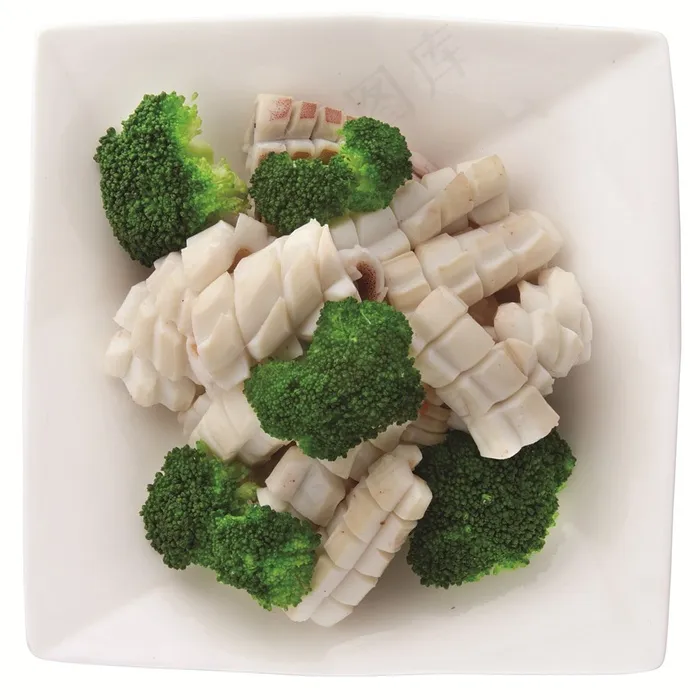 鱿鱼炒西兰花花美食图片