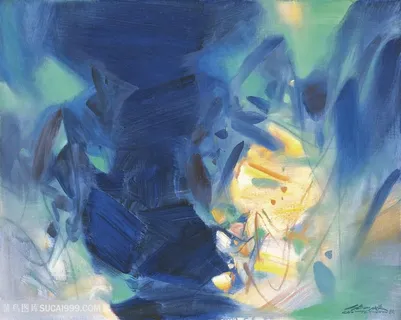 抽象画大师朱德群唯美水墨艺术插画油画图片