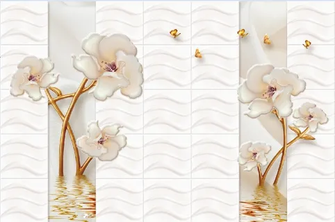 雕塑钻石花卉白色背景墙 雕塑钻石花卉白色背景墙