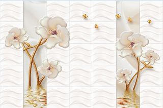 雕塑钻石花卉白色背景墙