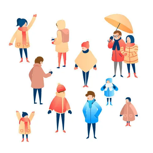 冬天服饰服装冬装穿冬装保暖冬季卡通人物男女装Ai矢量图片素材ai矢量模版下载