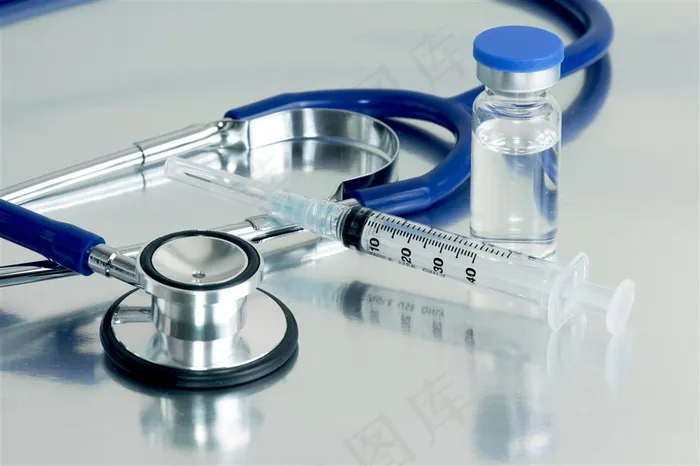 蓝色金属听诊器高清摄影图片