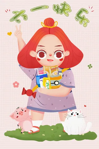 卡通儿童节女孩PSD素材