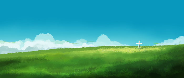 蓝色 天空 草地 白色 背景