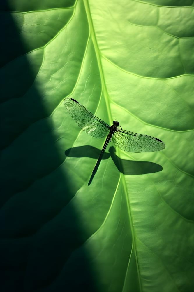 荷叶蜻蜓倒影背景