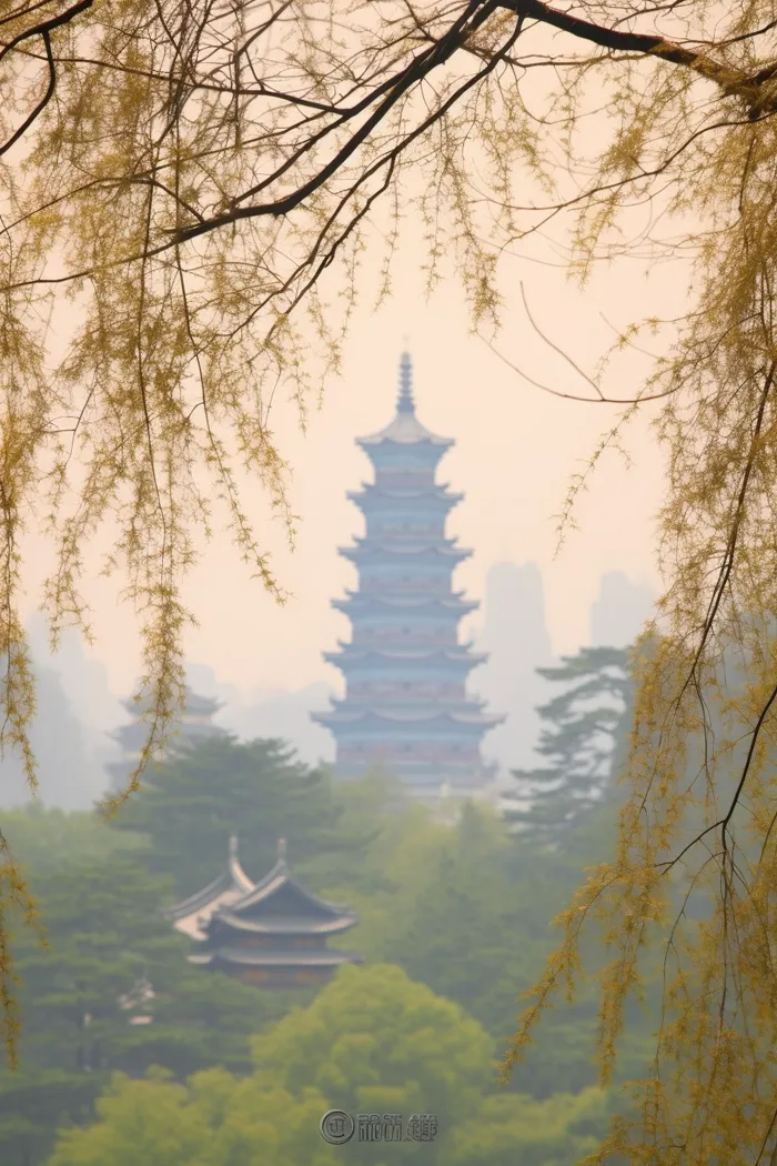 秋季风光下的宝塔摄影图