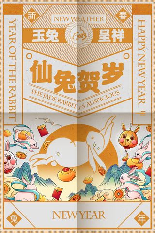 兔年新年快乐创意海报设计