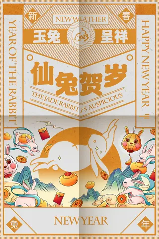 兔年新年快乐创意海报设计