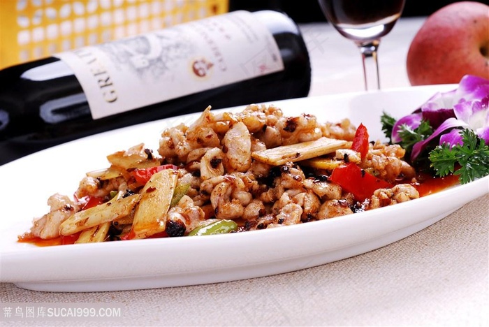 回锅兔调中华美食摄影图