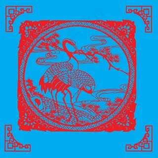 鹤剪纸 剪纸风元素 鹤剪纸 剪纸风元素