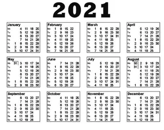 2021 年日历 PNG免抠