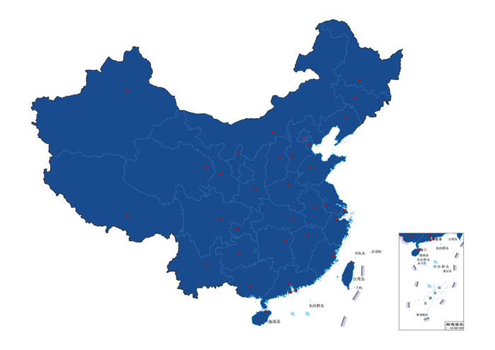 蓝色中国国家行政地图矢量元素免抠ai矢量模版下载