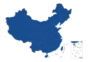 蓝色中国国家行政地图矢量元素免抠