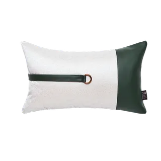 现代样板间床上用品四件套金属装饰抱枕靠枕拼接皮绿色靠包腰免扣