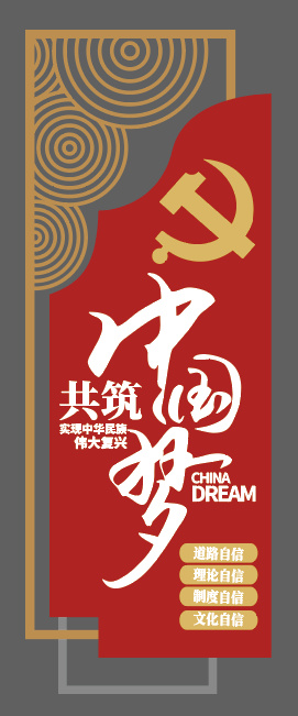共筑中国梦竖版党建文化墙