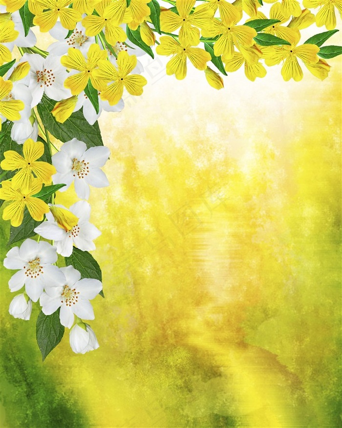 梦幻草地鲜花背景素材高清图片