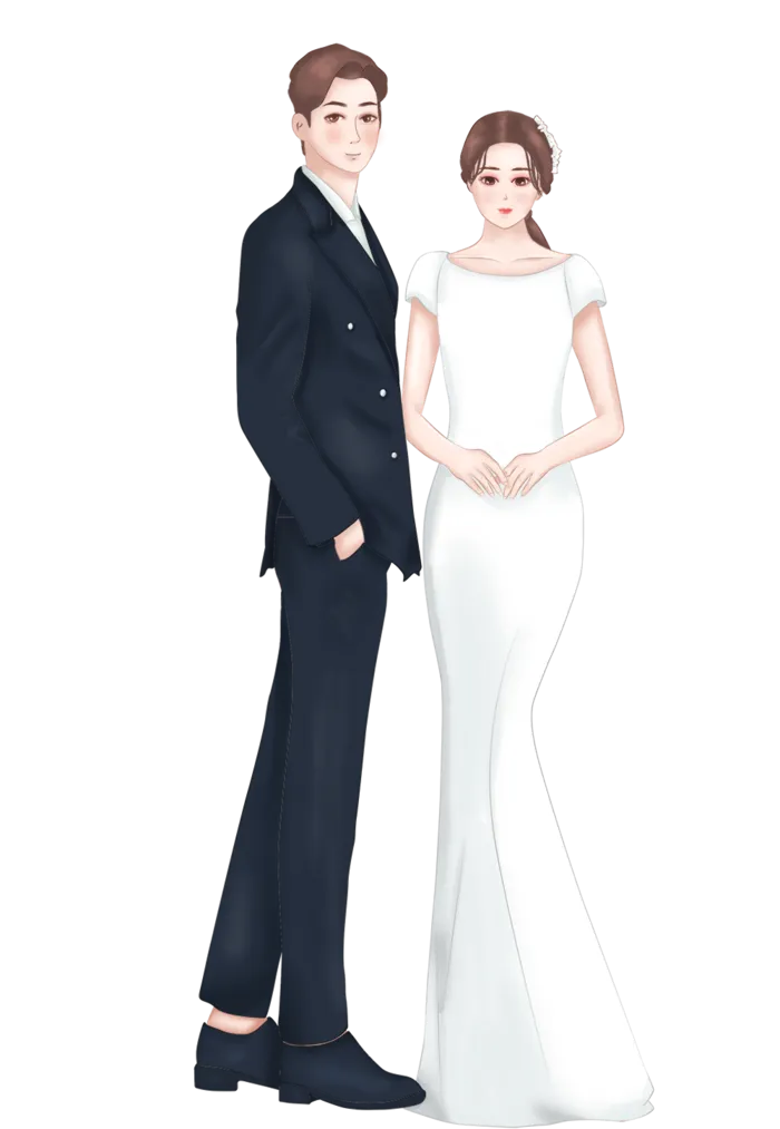 婚纱卡通人物婚礼白纱结婚婚纱摄影手绘