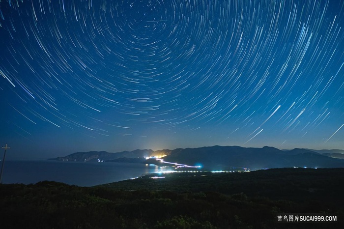 超高清夜晚星空村庄风景图片