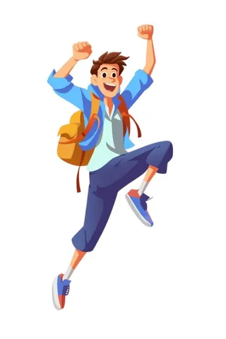 男孩加油人物跳跃元素