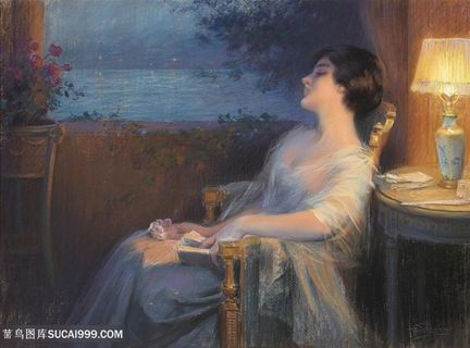 坐在椅子上的女人油画图片