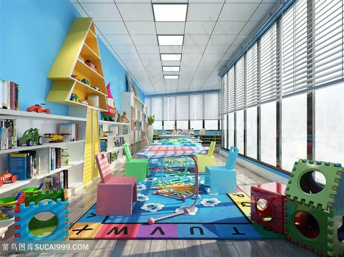 可爱卡通幼儿园娱乐乐园效果图