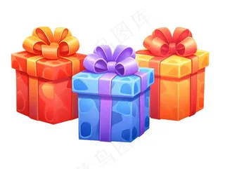 圣诞礼物礼盒卡通插画免抠