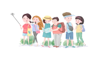 踏青郊游春游世界青年节青年日春夏天游旅游季公司旅游元素 