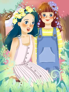 大气妇女节女神女王女生母亲节卡通手绘插图插画海报素材设计模板