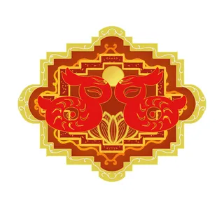 中国风国潮十二生肖兔手绘烫金插画春节剪纸元素PSD设计素材