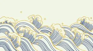 中国风鎏金浪花波浪矢量