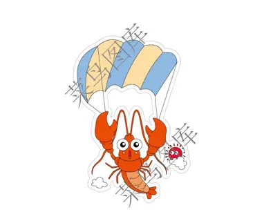 小龙虾降落伞矢量图
