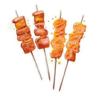 羊肉串鸡肉串美食插画元素