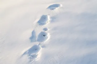 冬季雪地脚印白雪摄影图