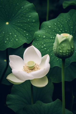 绿色莲花莲子简约背景