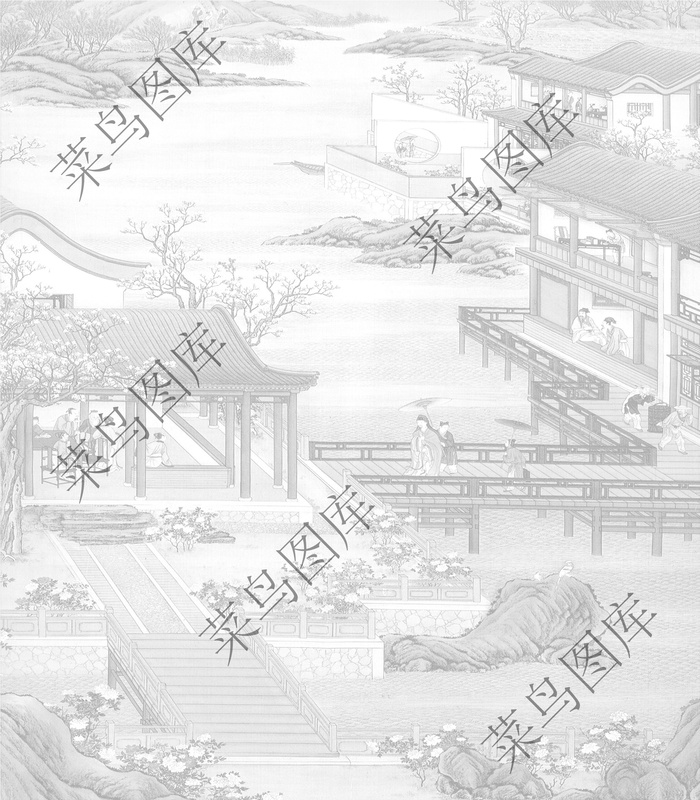 古代花园-园子游玩图psd模版下载