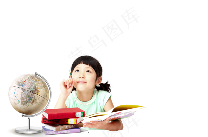 地球仪 书本 上课 女孩