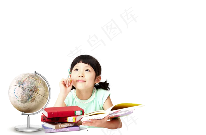 地球仪 书本 上课 女孩