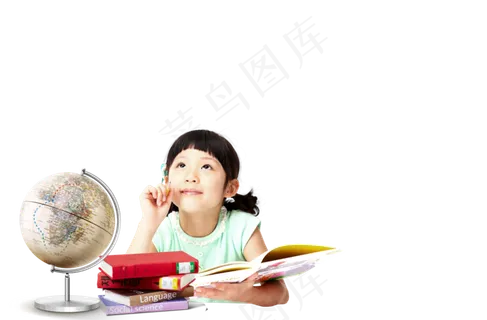 地球仪 书本 上课 女孩