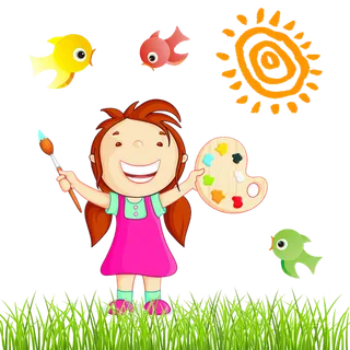 女孩绘画卡通
