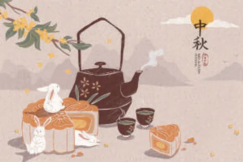 设计中秋节背景风景  