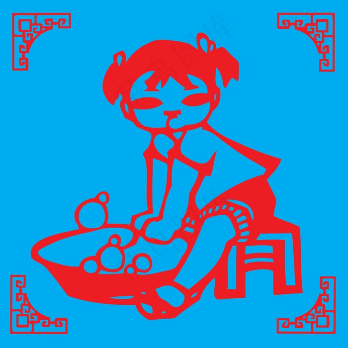 小孩剪纸 剪纸风元素