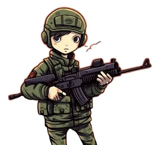 士兵军人拿着枪卡通免抠