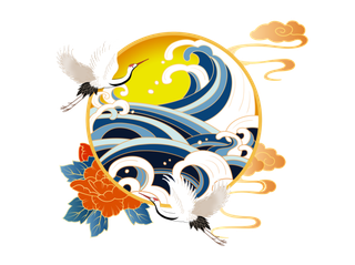 国潮仙鹤插画免扣素材设计素材